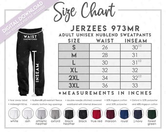 半編集可能な Jerzees 973MR サイズ + カラーチャート • Jerzees
