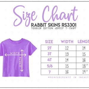Rabbit Skins 3301 Toddler Cotton Jersey T-Shirt Size Chart - Rabbit Skins Toddler Size Chart - Rabbit Skins Toddler Tee Size Chart