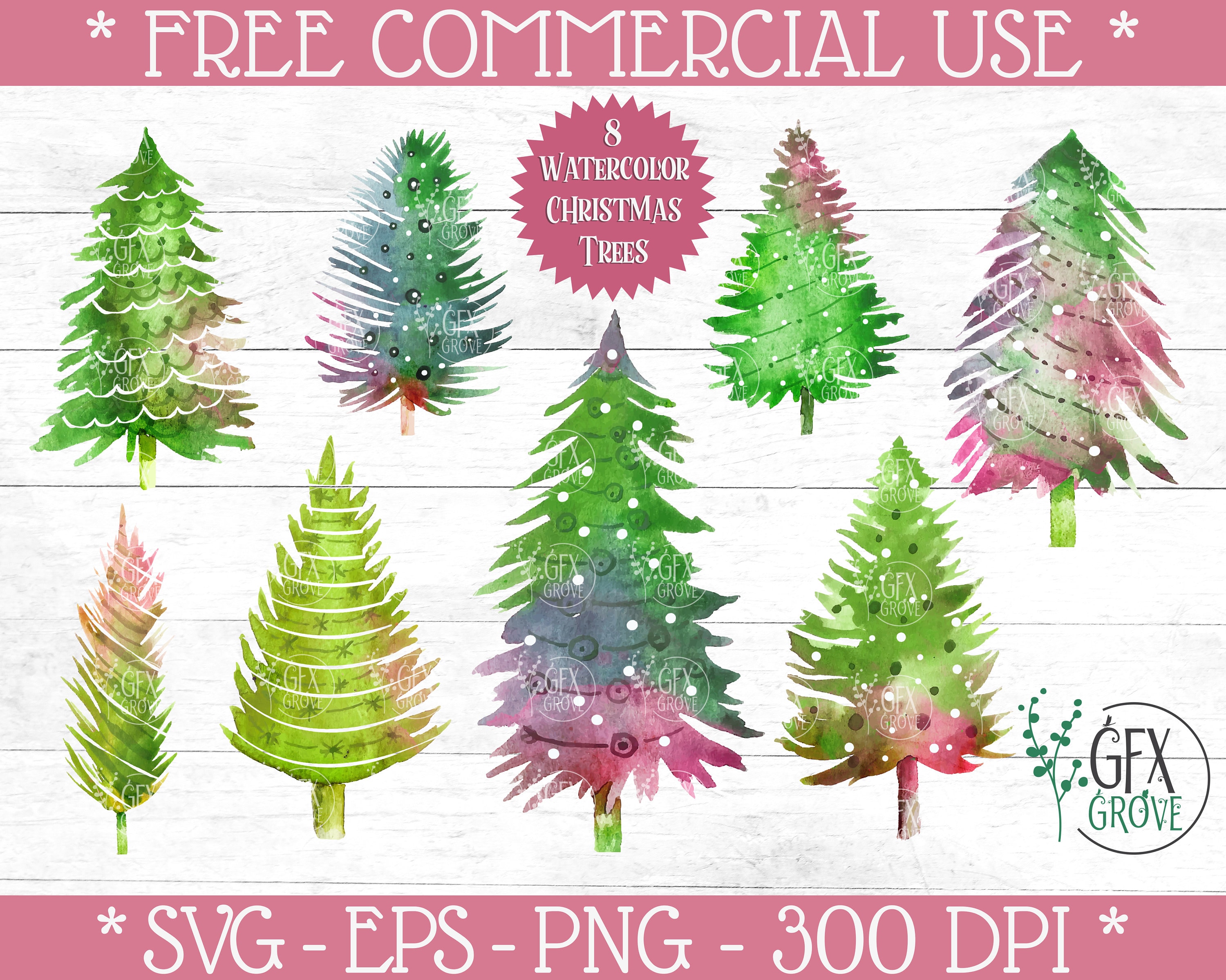 Download Watercolor Christmas Trees Bundle Christmas Trees Svg Etsy