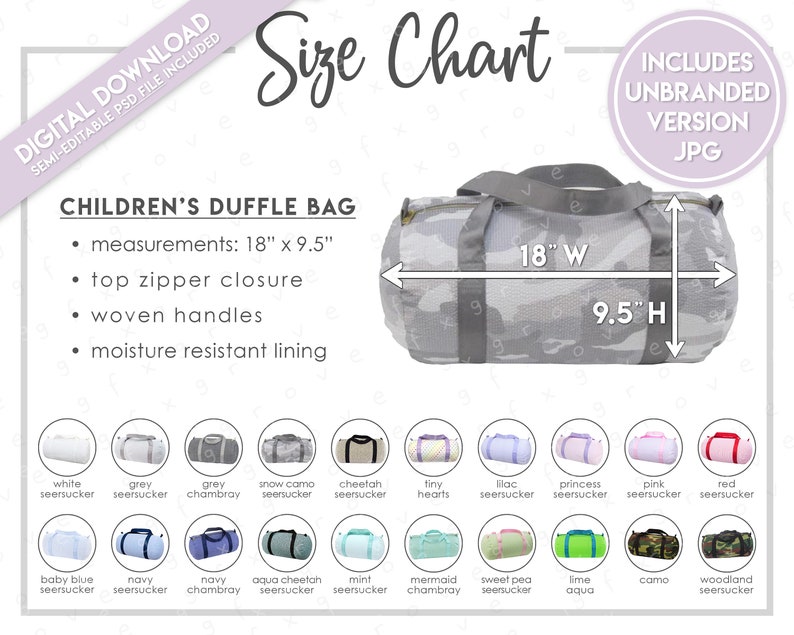 Semi-editable Children's Medium Duffle Bag Size Color - Etsy