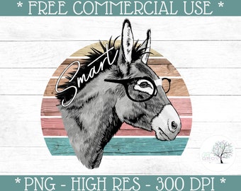 Funny Donkey Printable Design • Smart Ass PNG • Donkey Clipart • Funny Donkey Sublimation • Smart Ass Donkey PNG