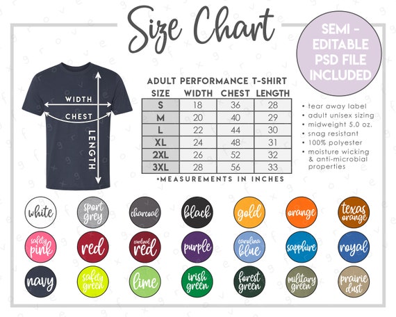 Semi-editable G420 Size Chart Color Chart 2 Versions - Etsy