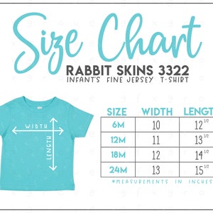 Rabbit Skins 3322 Infant&#39;s Fine Jersey T-Shirt Size Chart • Rabbit Skins Infant T Shirt Size Chart • RS3322