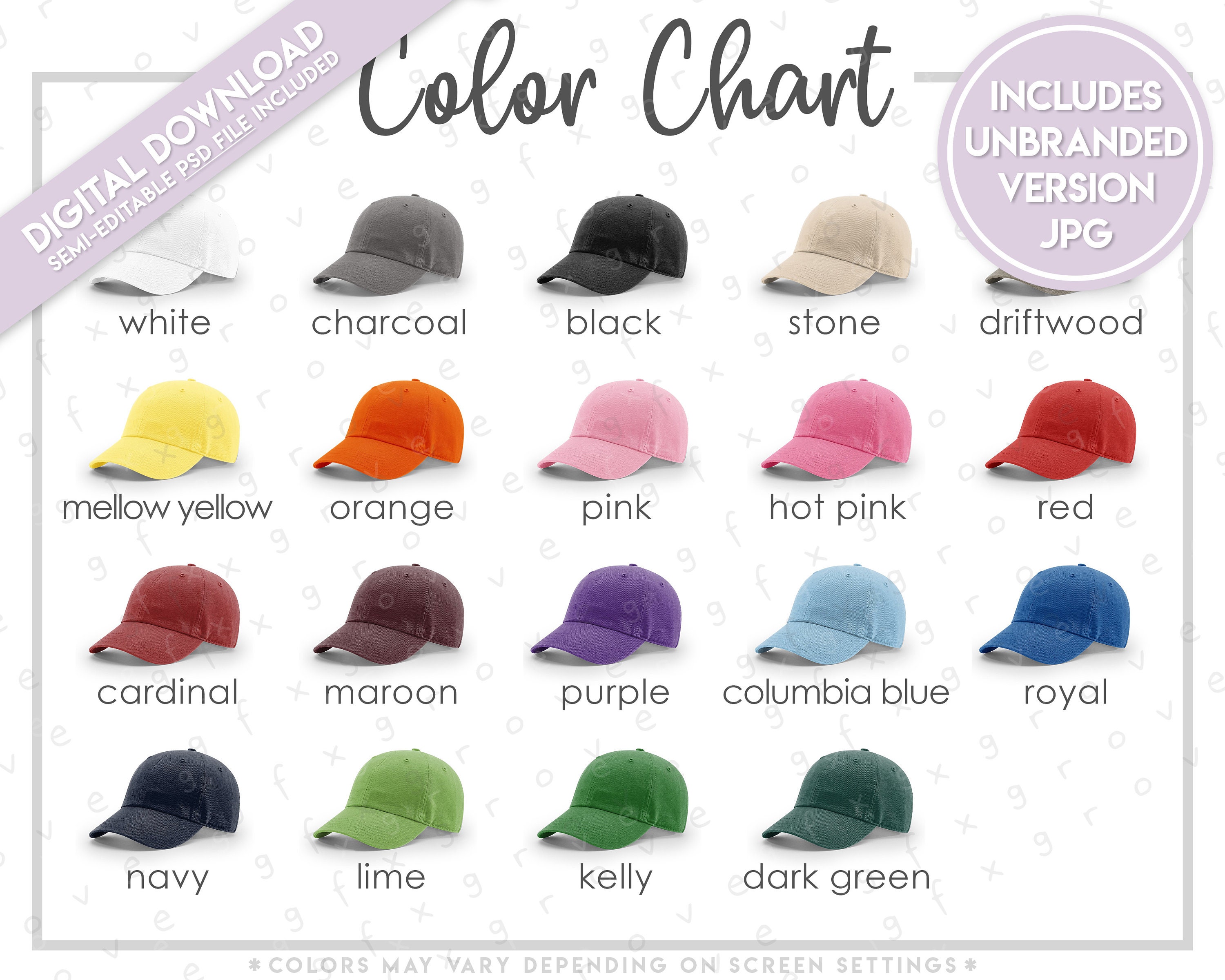 Semi-editable Richardson 320 Color Chart • Richardson Washed Chino