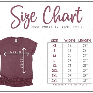 G640 Size Chart 2 Versions Included Unisex Softstyle | Etsy