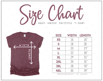 G640 Size Chart (2 versions included) • Unisex Softstyle T-Shirt Size Chart • 64000 Size Chart • G64000 Size Chart • G640