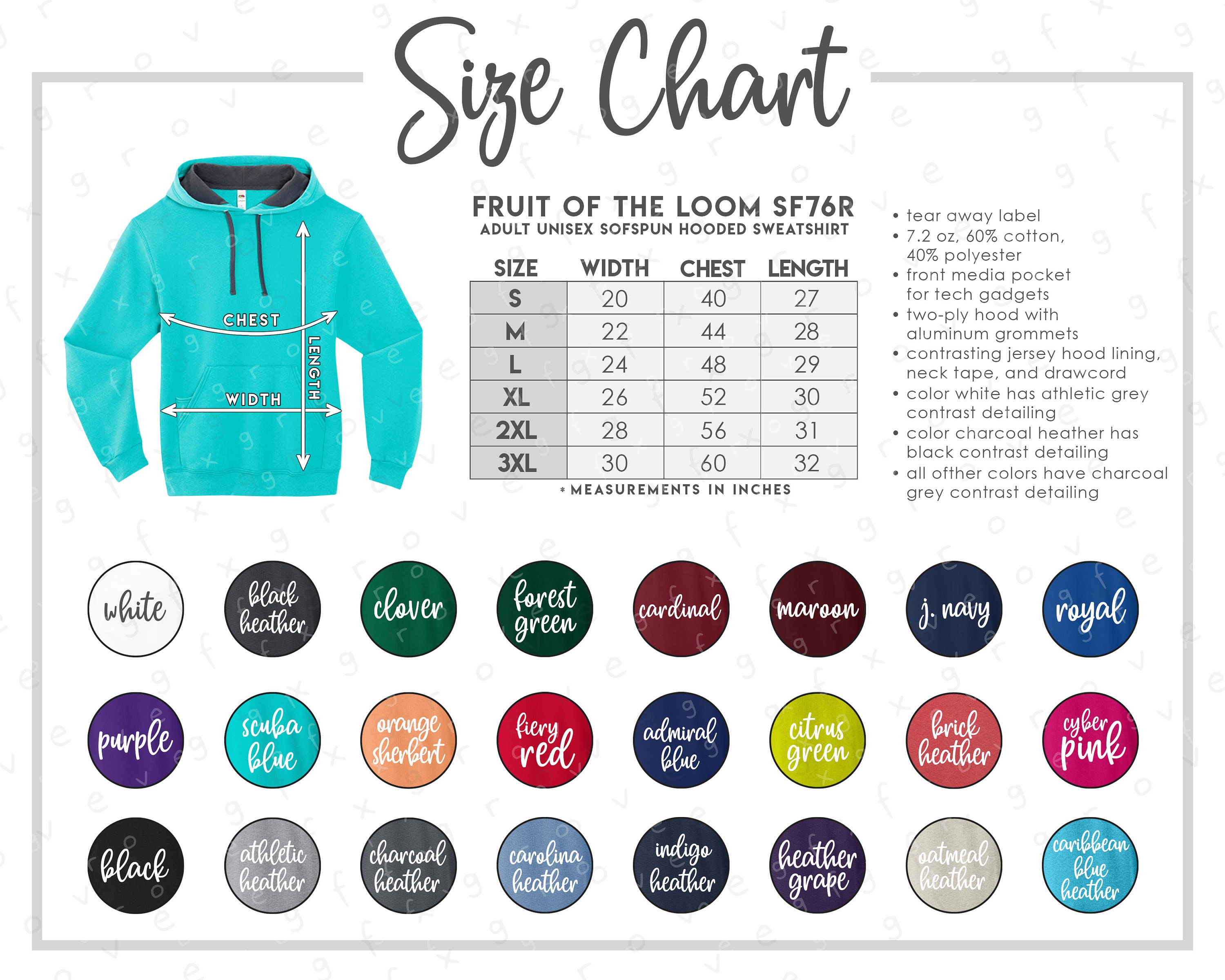 Fruit Of The Loom Size Chart Women