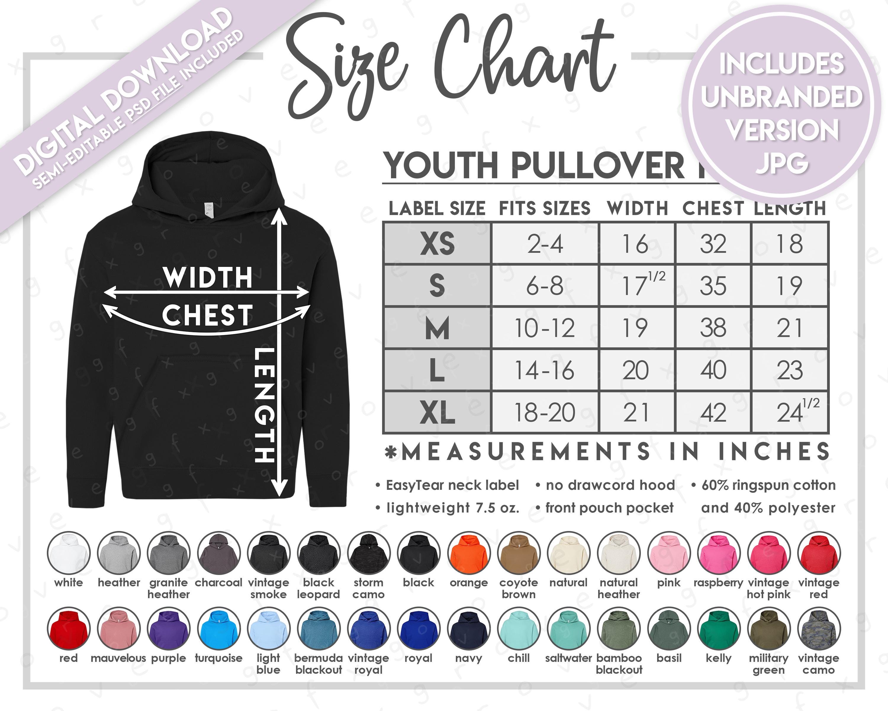 Semi-editable LAT Apparel 2296 Size + Color Chart • LAT Apparel