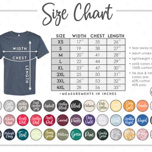 AA 1070 Size Color Chart 2 Versions Included With & Without Branding ...