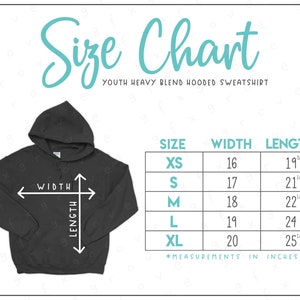 G185B Size Chart 2 Versions Included Youth Hooded Sweatshirt Size Chart ...
