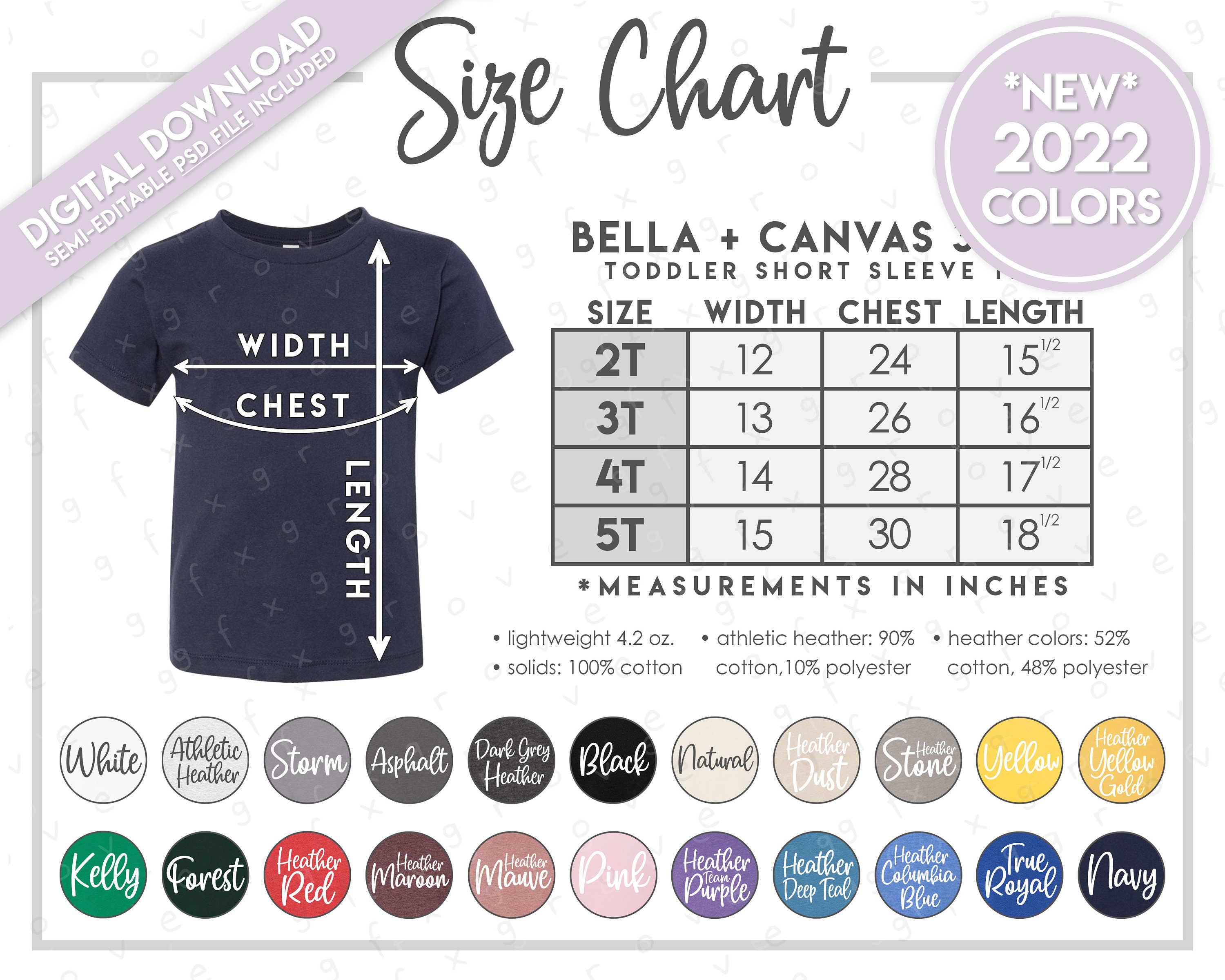 bella canvas long sleeve size chart