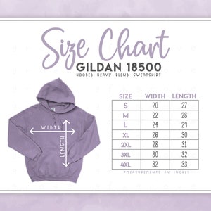 gildan 18500 hoodie size chart