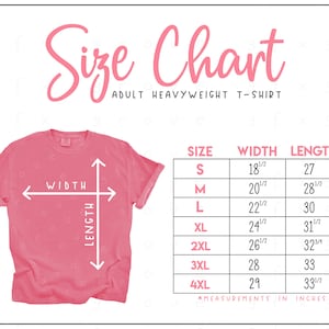 1717 Size Chart (2 versions included with & without branding) - Short Sleeve Garment-Dyed Tee - 1717 Size Chart • 1717 Color Chart