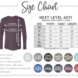 Next Level 6071 Men's Triblend Long Sleeve Crew Tee - Vintage Royal Color, XX-Large - View #6