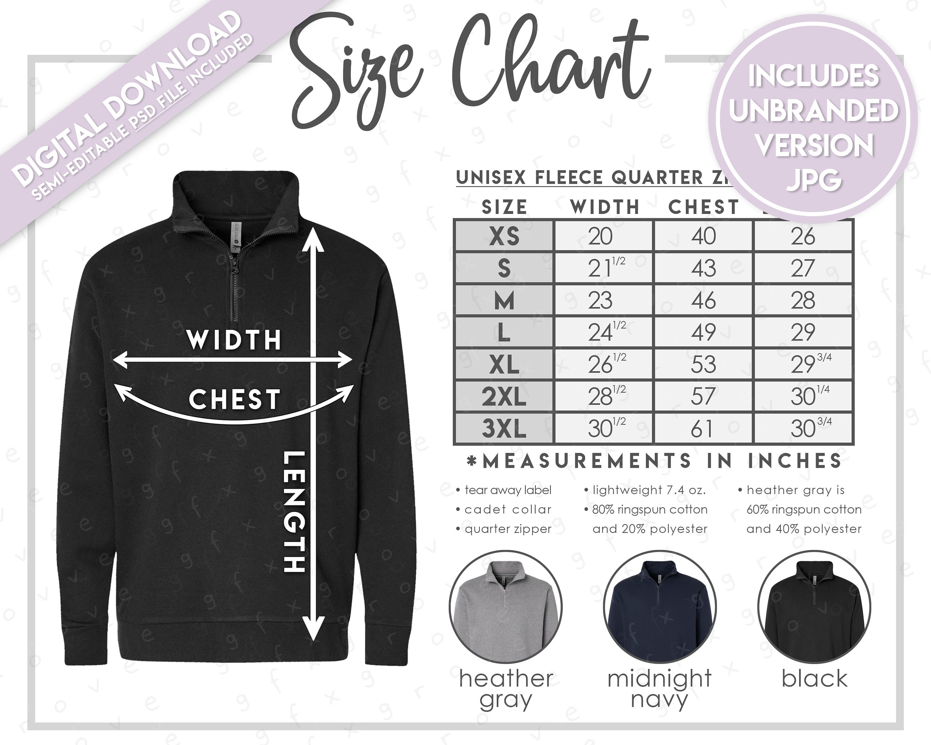 Semi-editable Next Level 9643 Size + Color Chart • Next Level Size