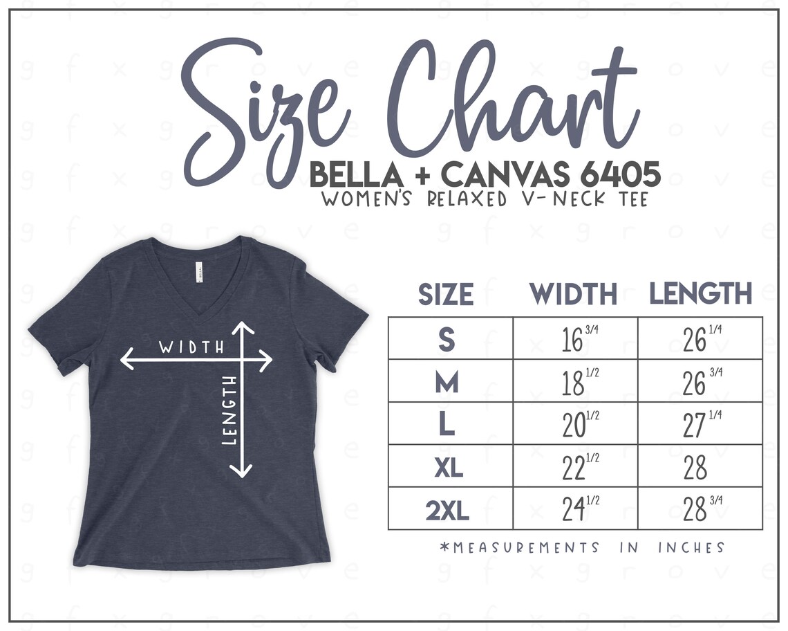 bella canvas v neck size chart