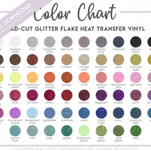 Semi-Editable Stahl&#39;s CAD-CUT Glitter Flake Heat Transfer Vinyl Color Chart • Cad-Cut Glitter Colors • Stahl&#39;s HTV • Glitter Flake Vinyl