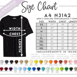 Tamaño A4 N3142 semieditable + tabla de colores • Camiseta de rendimiento refrescante A4 • Tabla de colores N3142 • Tabla de tallas N3142 • Rendimiento A4