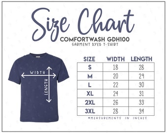 Hanes ComfortWash GDH100 Size Chart • Comfortwash T-Shirt Size Chart • ComfortWash by Hanes GDH100