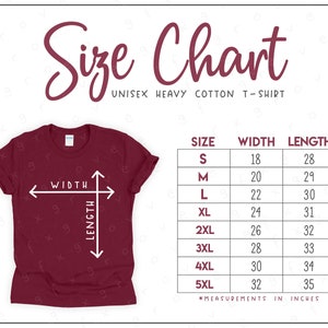 G500 Size Chart (2 versions included) • Unisex Heavy Cotton T-Shirt Size Chart • G500 Size Chart • 5000 Size Chart