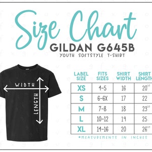 G645B Size Chart 2 Versions Included Youth Softstyle T-shirt Size Chart ...