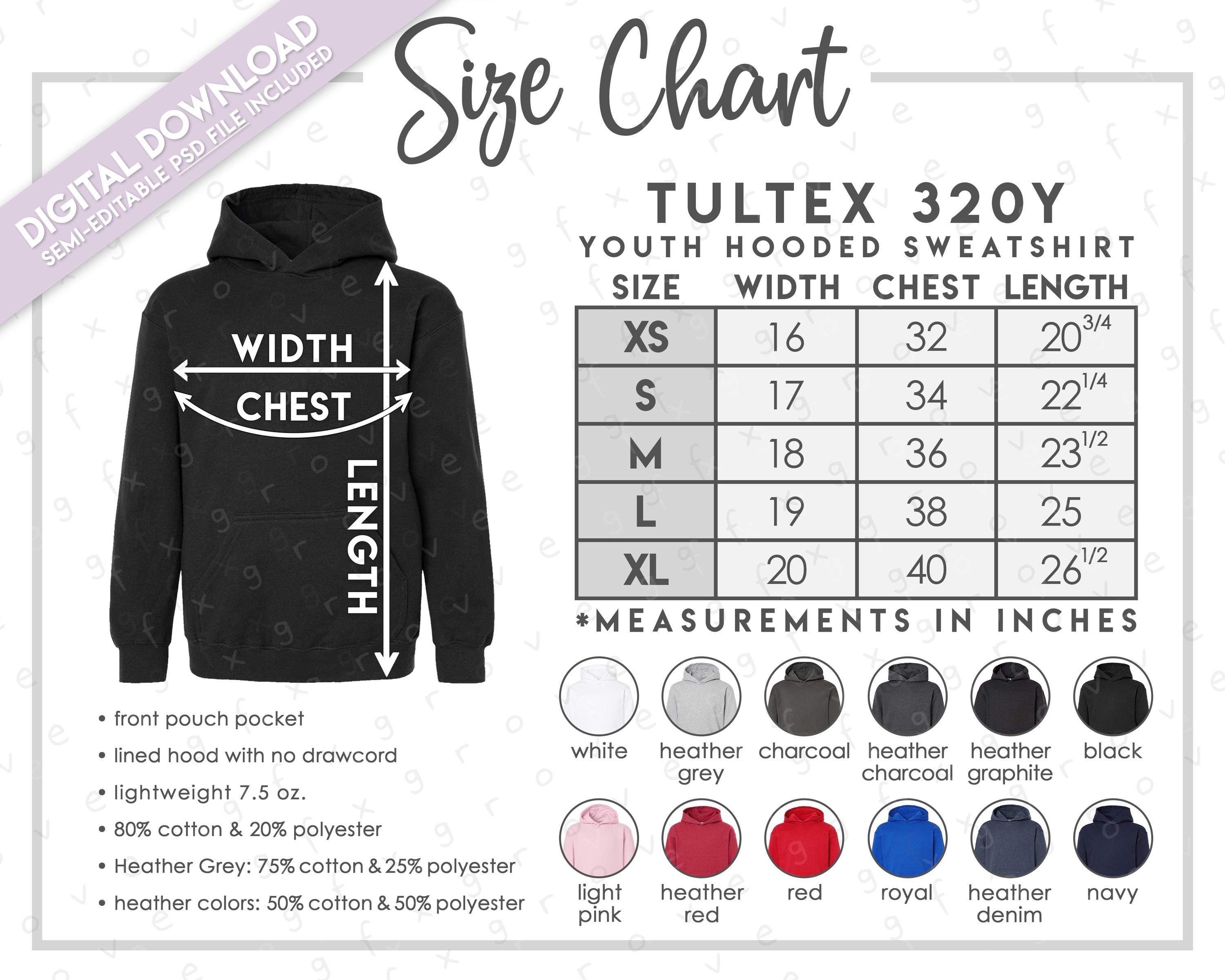 flexwitme スウェット sizeS Semi-editable Tultex 320Y Size + Color Chart • Tultex Youth Hooded