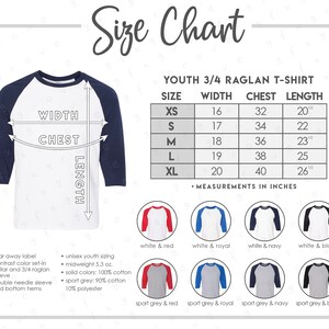 G570B Size Chart + Color Chart (2 versions included) • 8 COLORS • Heavy Cotton Youth 3/4 Sleeve Raglan T-Shirt Size Chart • 5700B • G570B