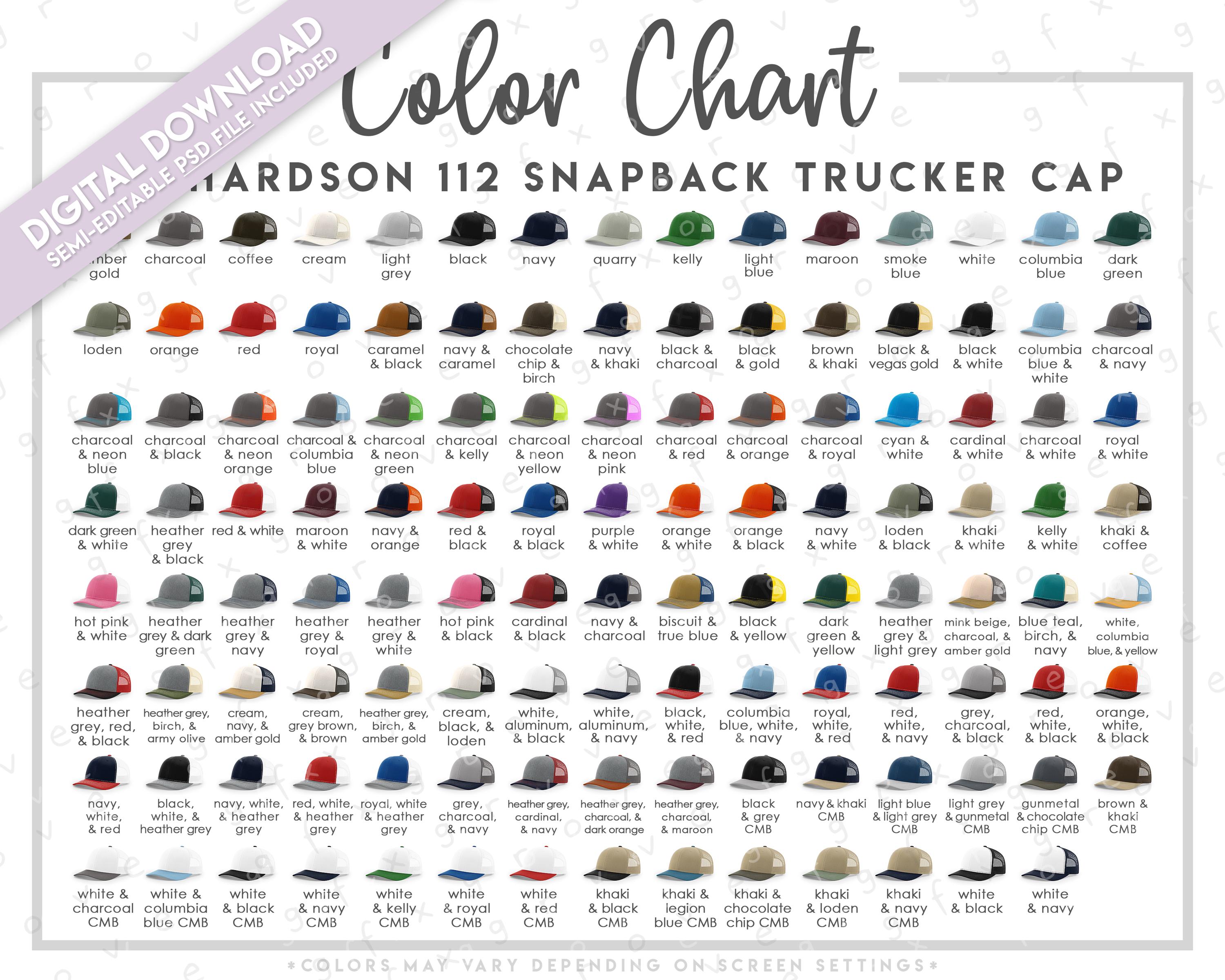 Richardson 112 Hat Color Chart