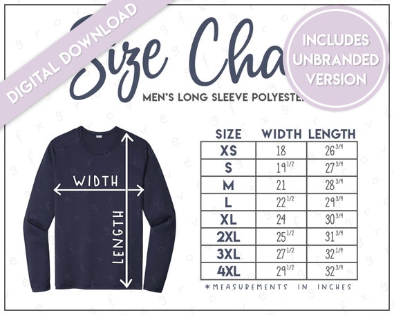 Sport-tek ST420LS Size Chart • Sport-tek Men's Posi-uv Pro Long