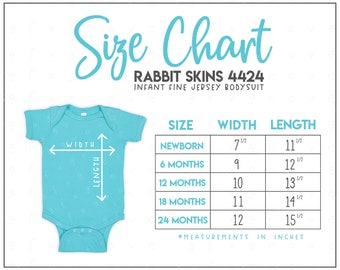 Rabbit Skins 4424 Infant Fine Jersey Bodysuit Size Chart • Rabbit Skins Bodysuit Size Chart • Rabbit Skins Size Chart • RS4424 Size Chart