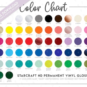 Semi-Editable Starcraft HD Permanent Vinyl Glossy Color Chart • Starcraft Vinyl Color Chart • Starcraft Glossy Color Chart