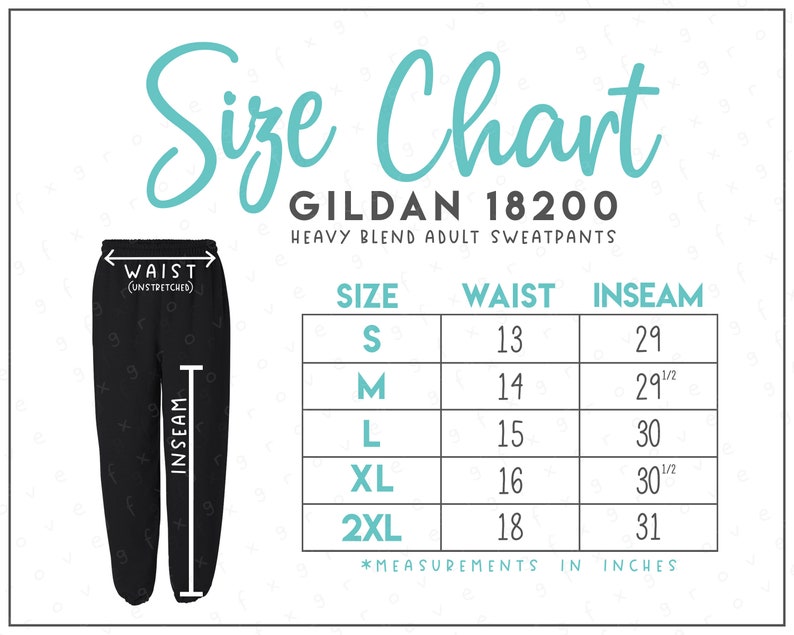 G182 Size Chart (2 Versions Included) • Adult Sweatpants Size Chart ...