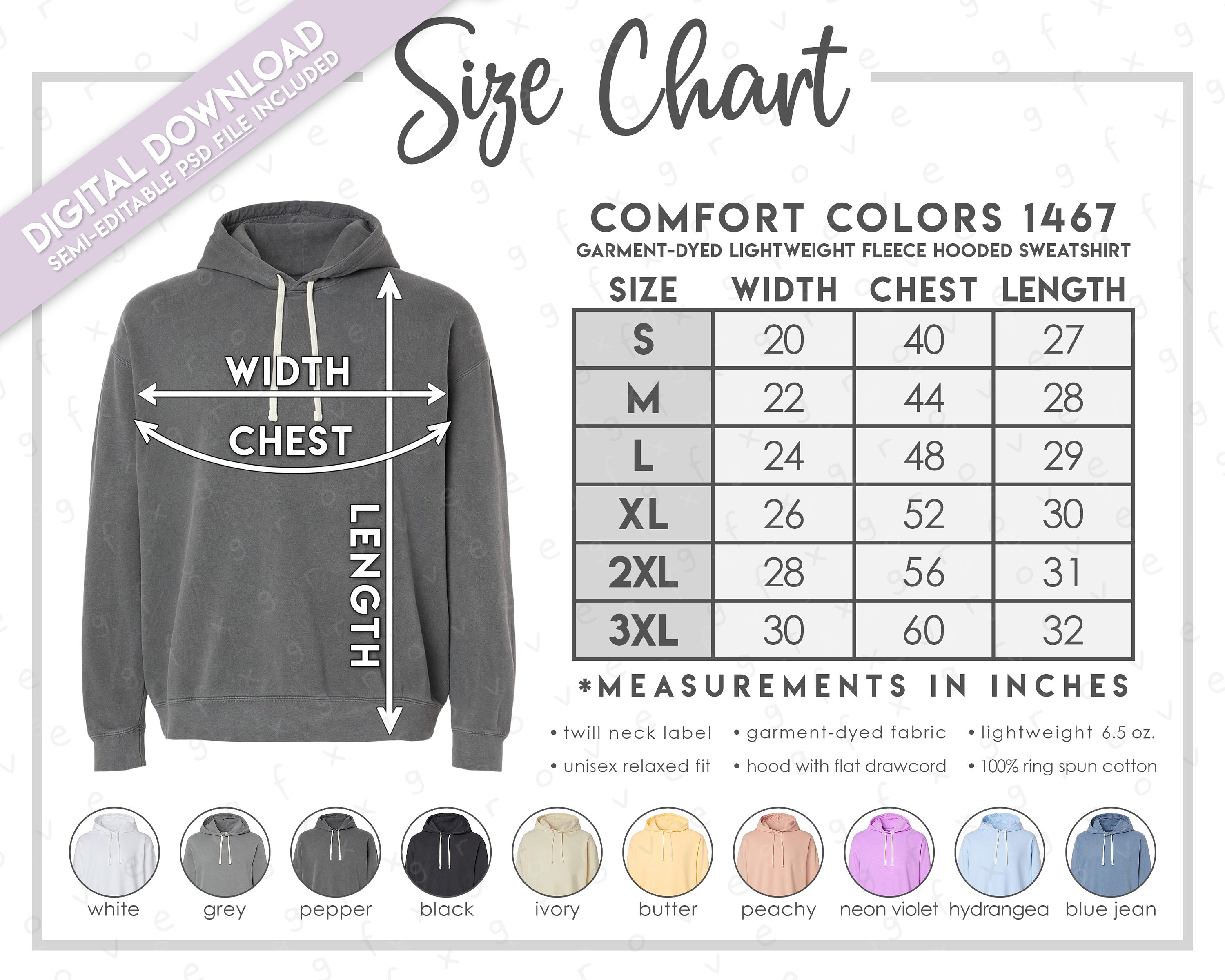 Comfort colors hoodie sizing sale