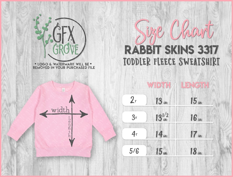 Rabbit Skins 3317 Toddler Size Chart Rabbit Skins Sweatshirt Etsy