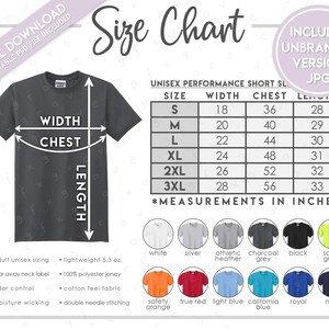 Semi-Editable Jerzees 21MR Size Color Chart Jerzees Dri Power Performance T-Shirt Size Chart Jerzees 21MR Color Chart Jerzees 21 MR image 2