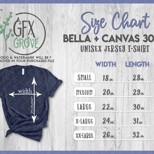 Bella + Canvas 3480 Size Chart - Bella Canvas Unisex Jersey Tank Size Chart  - Bella Canvas B3480 - Bella and Canvas Tank Top Size Chart