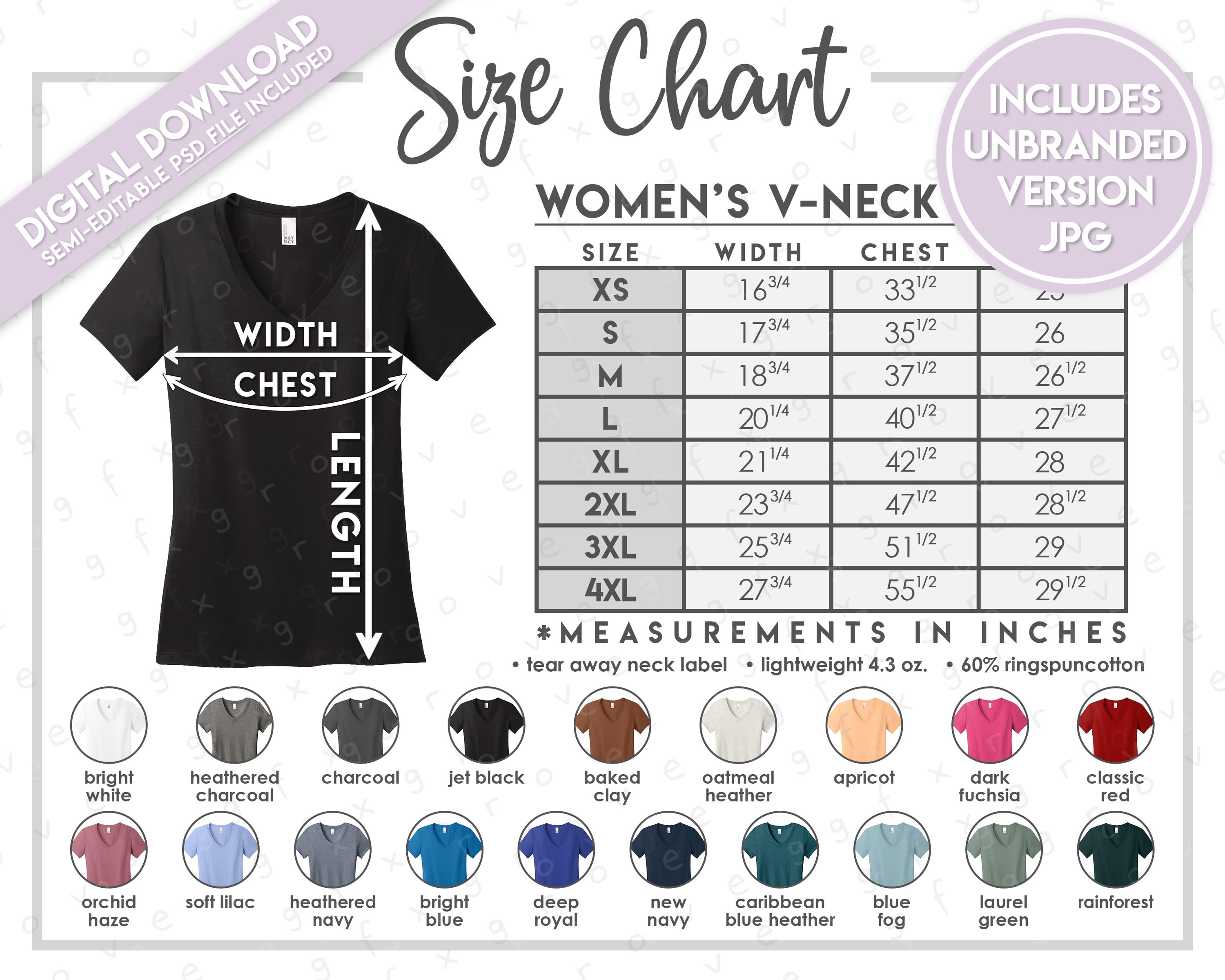 Semi-editable District DM1170L Size + Color Chart • District