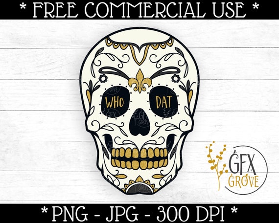 New Orleans Saints Sugar Skull Print File Saints Clipart Etsy