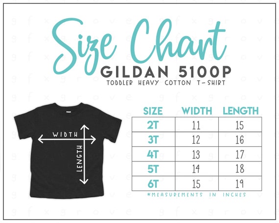 Gildan 5100P Size Chart Gildan Toddler Heavy Cotton T-Shirt | Etsy