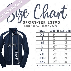Sport-Tek LST90 Größentabelle • Sport-Tek Damen Trikot Trainingsjacke • Sport Tek Damen Jacke • Sport Tek LST90
