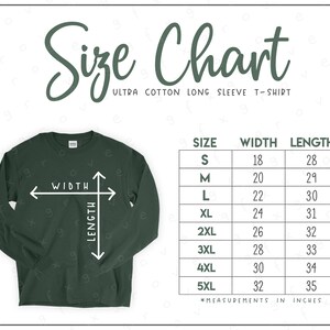 G240 Size Chart (2 versions included) • Unisex Ultra Cotton Long Sleeve T-Shirt Size Chart • G240 Size Chart • 2400 Size Chart