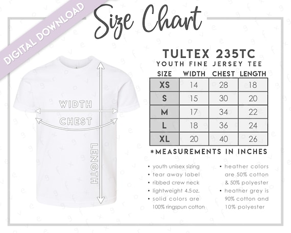 Tultex 235TC Size Chart Tultex Youth Fine Jersey Tee Size Etsy UK tultex-235tc-size-chart-tultex-youth-fine-jersey-tee-size-etsy-uk