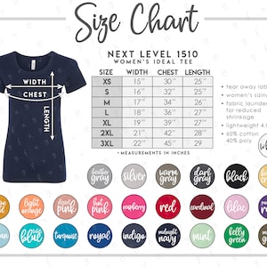 Next Level 1510 Size Color Chart 25 COLORS Next Level - Etsy