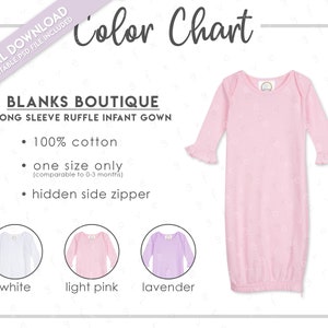 Semi-bewerkbare blanco's Boutique babyjurk met lange mouwen en ruches Kleurenkaart • Blanks Boutique-babyjurk met lange mouwen Kleurenkaart • PSD