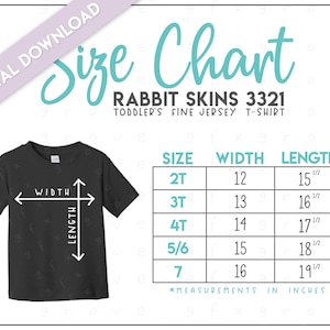 Rabbit Skins 3321 Toddlers Fine Jersey T-Shirt Size Chart • Rabbit Skins Toddler Size Chart • Rabbit Skins Toddler Tee Size Chart • RS3321