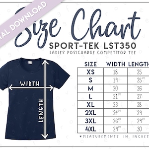 Sport-Tek LST350 Size Chart • Sport-Tek Ladies PosiCharge Competitor Tee • Sport Tek Women&#39;s T-Shirt • Sport Tek LST350