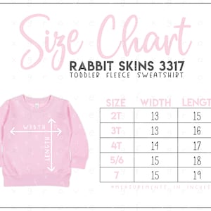 Rabbit Skins 3317 Toddler Fleece Sweatshirt Size Chart • Rabbit Skins Toddler Size Chart • Rabbit Skins Sweatshirt Size Chart • RS3317