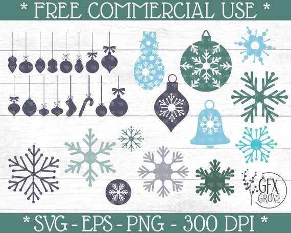 Christmas Ornaments And Snowflakes Bundle Snowflakes Svg Etsy