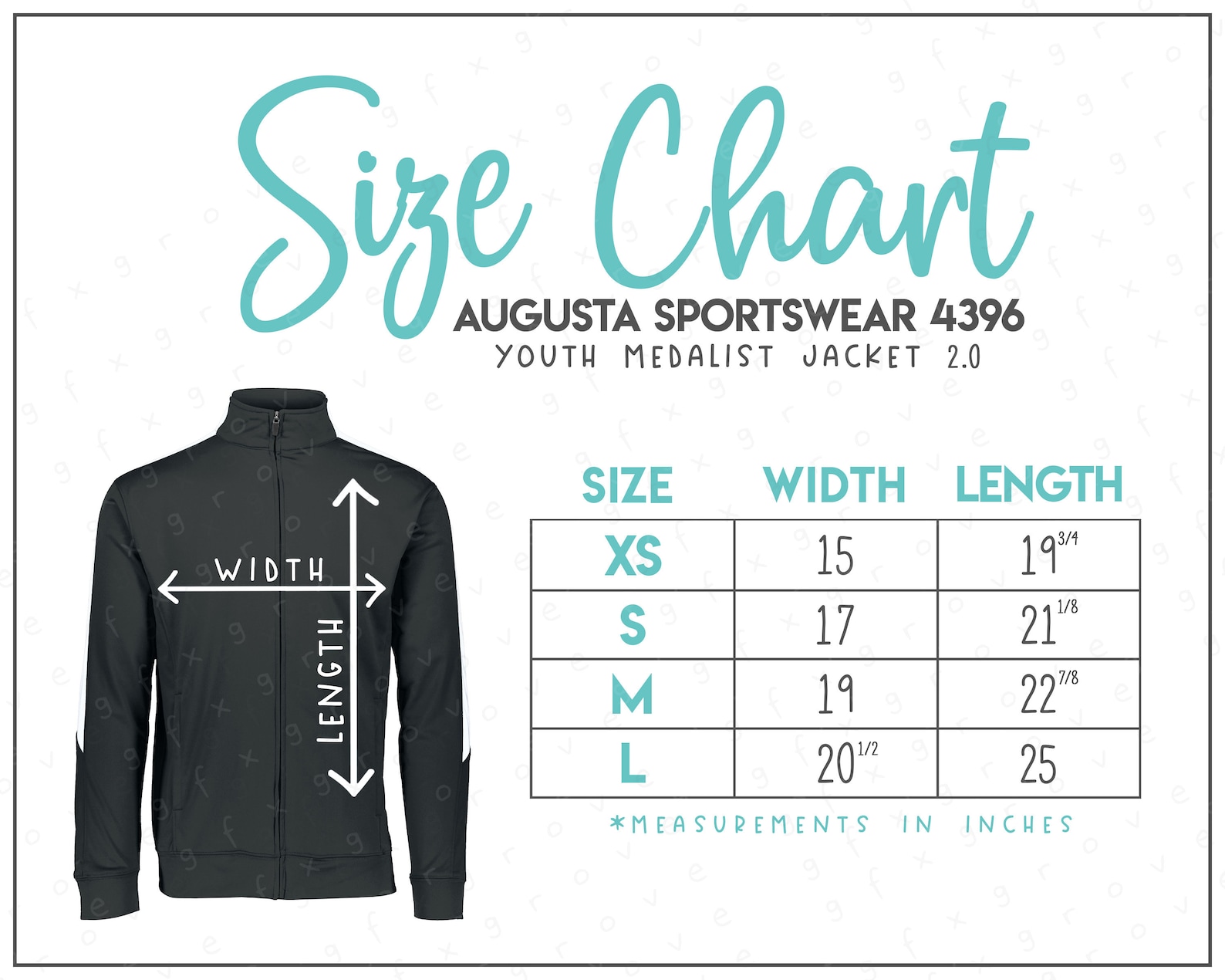 Augusta Sportswear 4396 Size Chart Augusta Sportswear Youth Etsy UK