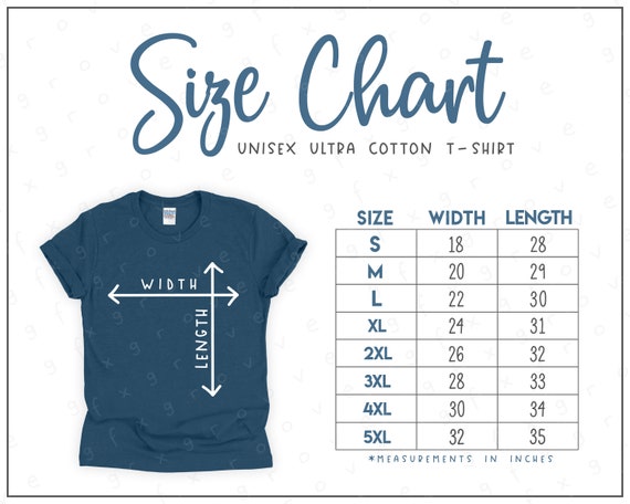 Unisex cotton t shirt size chart Clearance